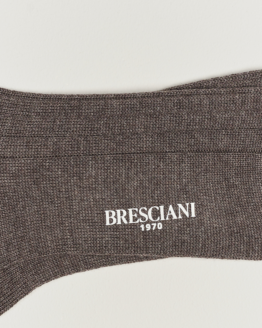 Heren | Ondergoed | Bresciani | Wool/Nylon Heavy Ribbed Socks Taupe