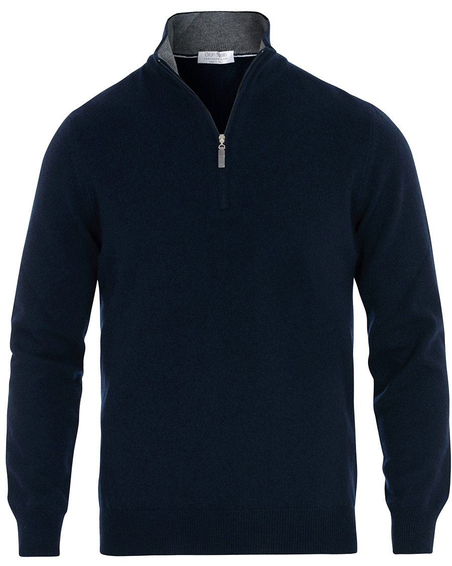 Heren | Truien | Gran Sasso | Wool/Cashmere Half Zip Navy