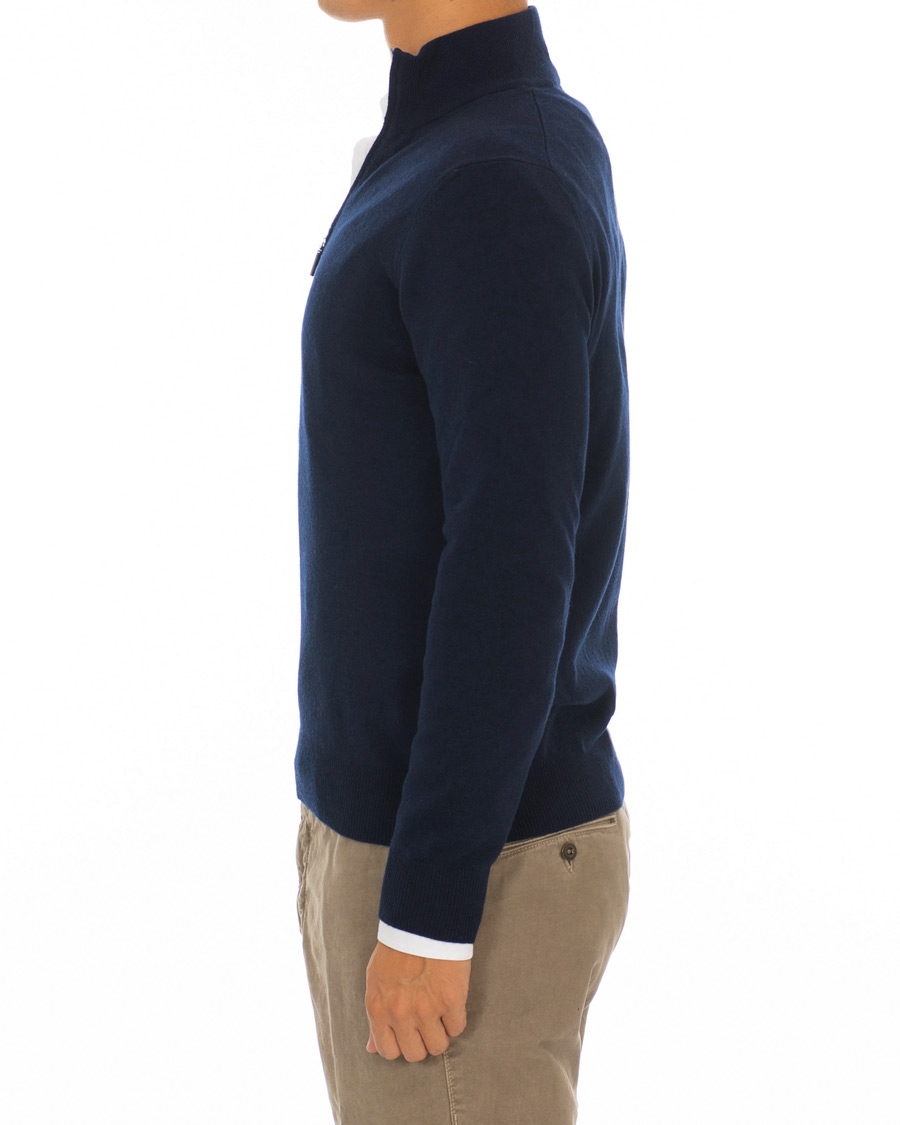 Heren | Truien | Gran Sasso | Wool/Cashmere Half Zip Navy