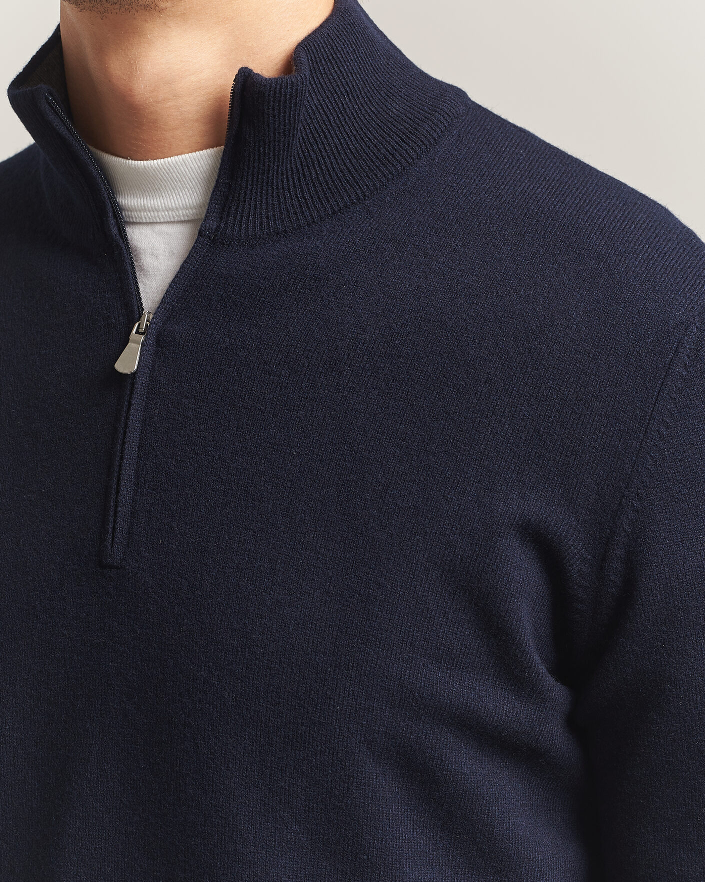 Heren | Truien | Gran Sasso | Wool/Cashmere Half Zip Navy