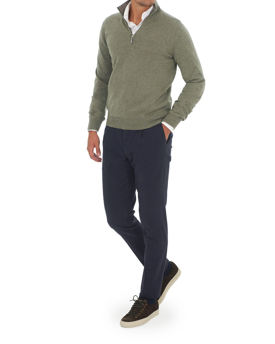 Homme | Pulls Et Tricots | Gran Sasso | Wool/Cashmere Half Zip Green