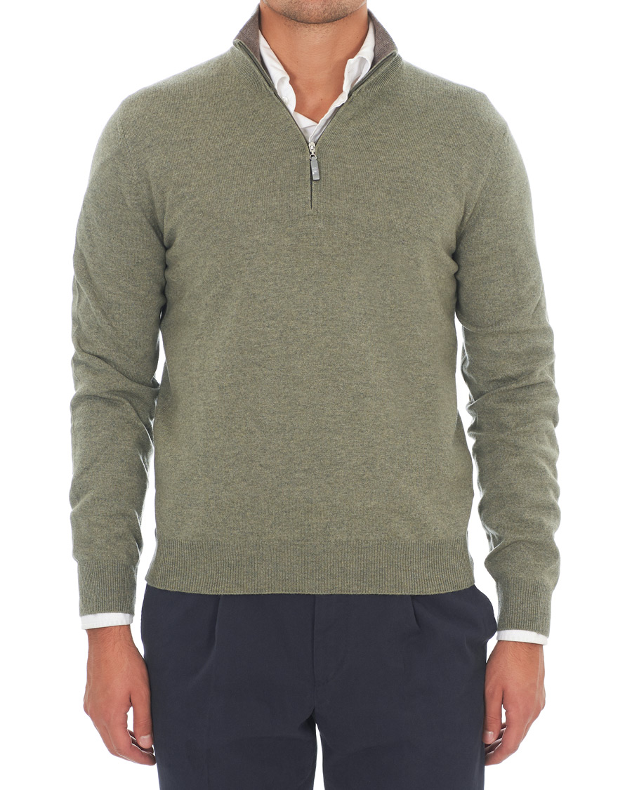 Homme | Pulls Et Tricots | Gran Sasso | Wool/Cashmere Half Zip Green