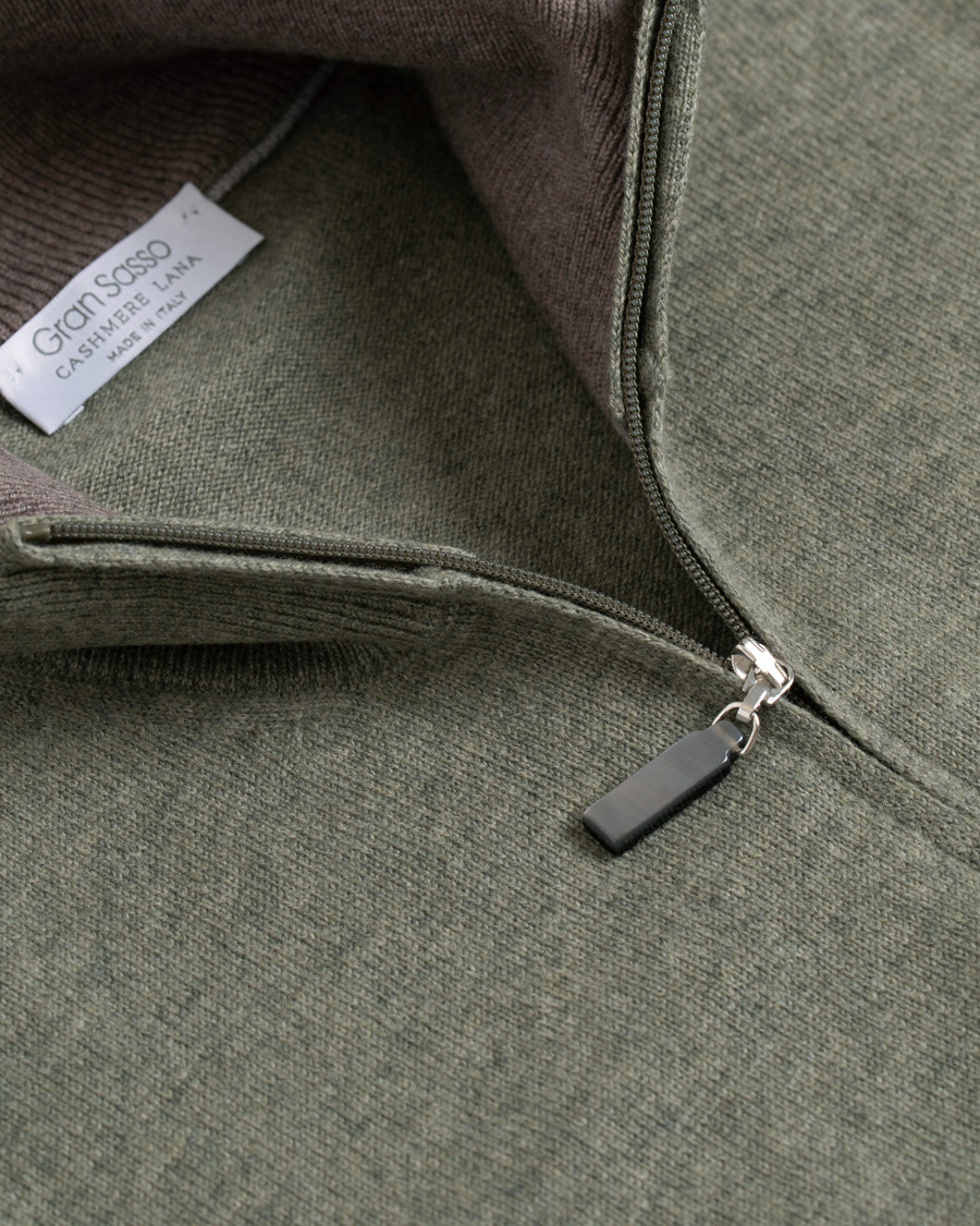 Homme | Pulls Et Tricots | Gran Sasso | Wool/Cashmere Half Zip Green