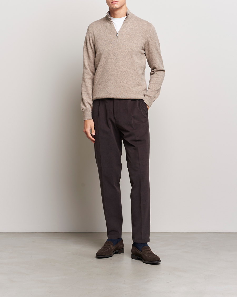 Homme | Pulls Et Tricots | Gran Sasso | Wool/Cashmere Half Zip Beige