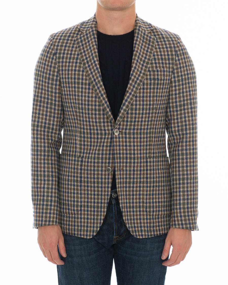 Homme | Blazers | Oscar Jacobson | Einar Checked Patch Pocket Blazer Beige