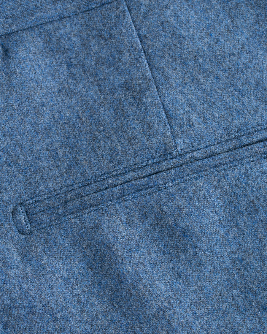 Heren | Broeken | Oscar Jacobson | Dean Turn Up Flannel Trousers Light Blue