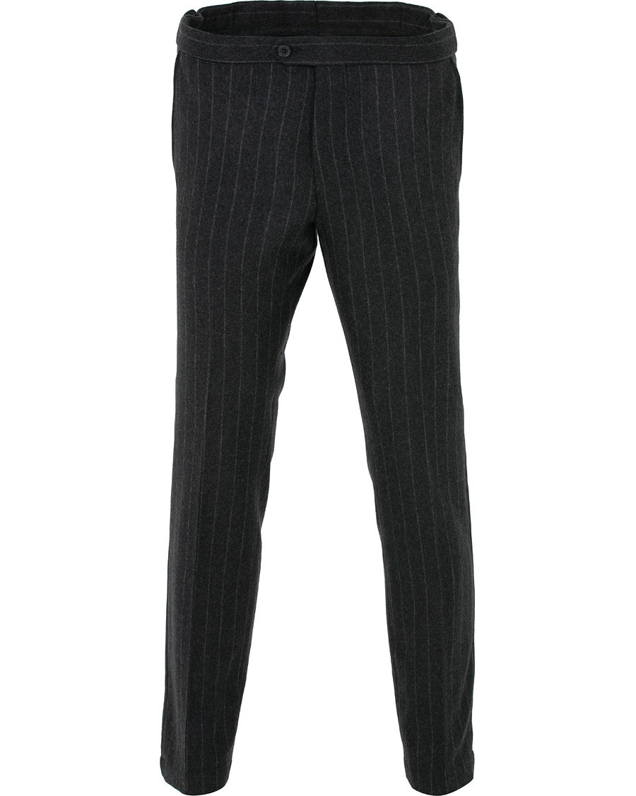 Heren | Broeken | Oscar Jacobson | Nilo Chalkstripe Side Adjuster Trousers Dark Grey