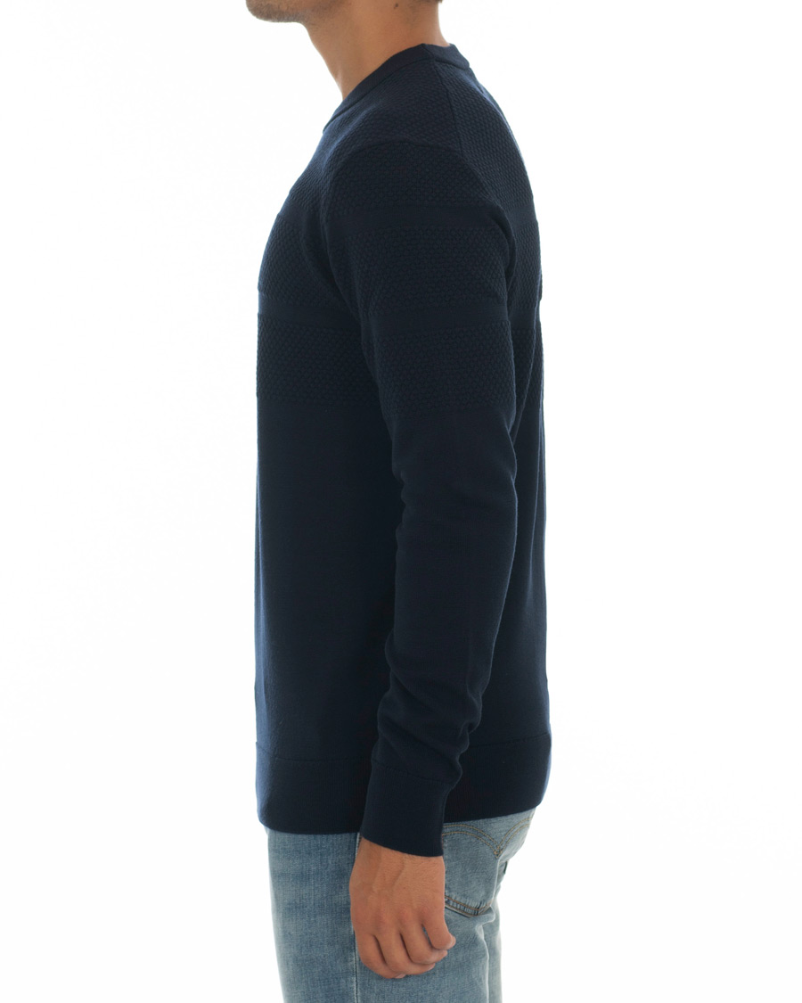 Homme | Pulls Et Tricots | Samsøe Samsøe | Samsøe & Samsøe Sei Structured Wool Crew Neck Night Sky