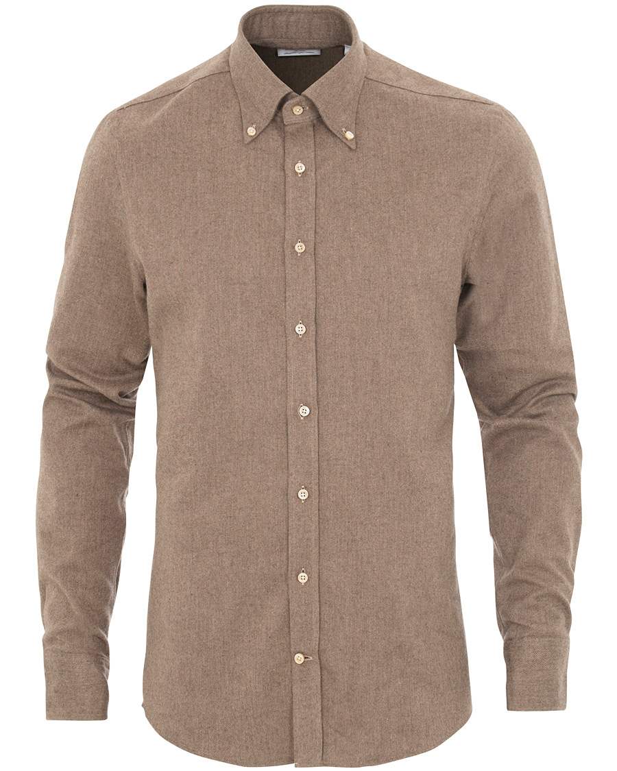 Homme | Chemises | Stenströms | Slimline Flannel Shirt Brown