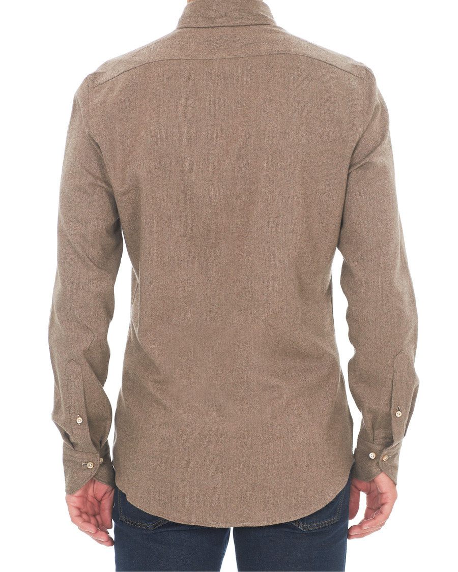 Homme | Chemises | Stenströms | Slimline Flannel Shirt Brown