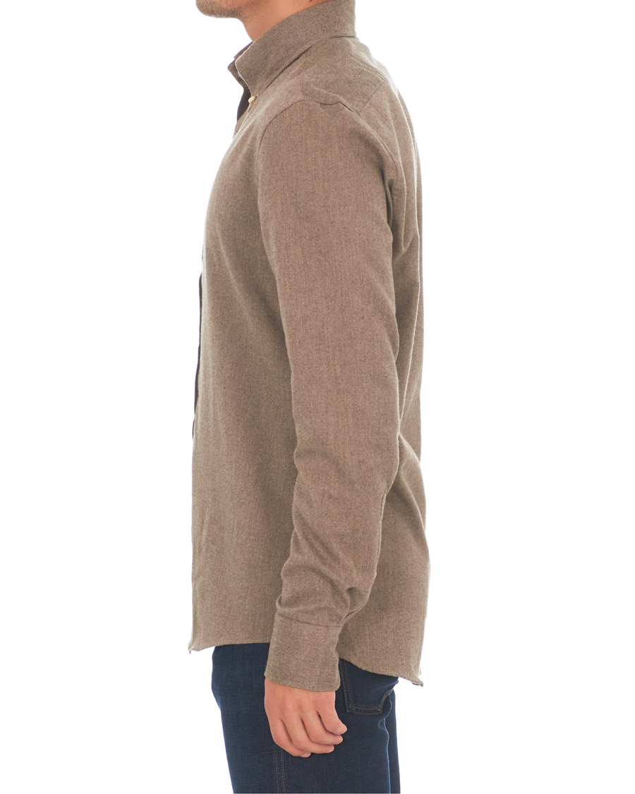 Homme | Chemises | Stenströms | Slimline Flannel Shirt Brown