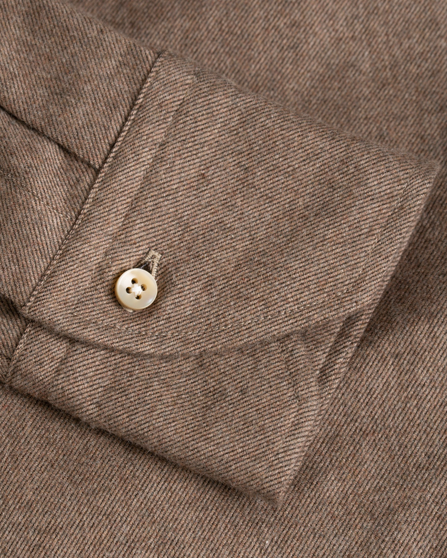 Homme | Chemises | Stenströms | Slimline Flannel Shirt Brown