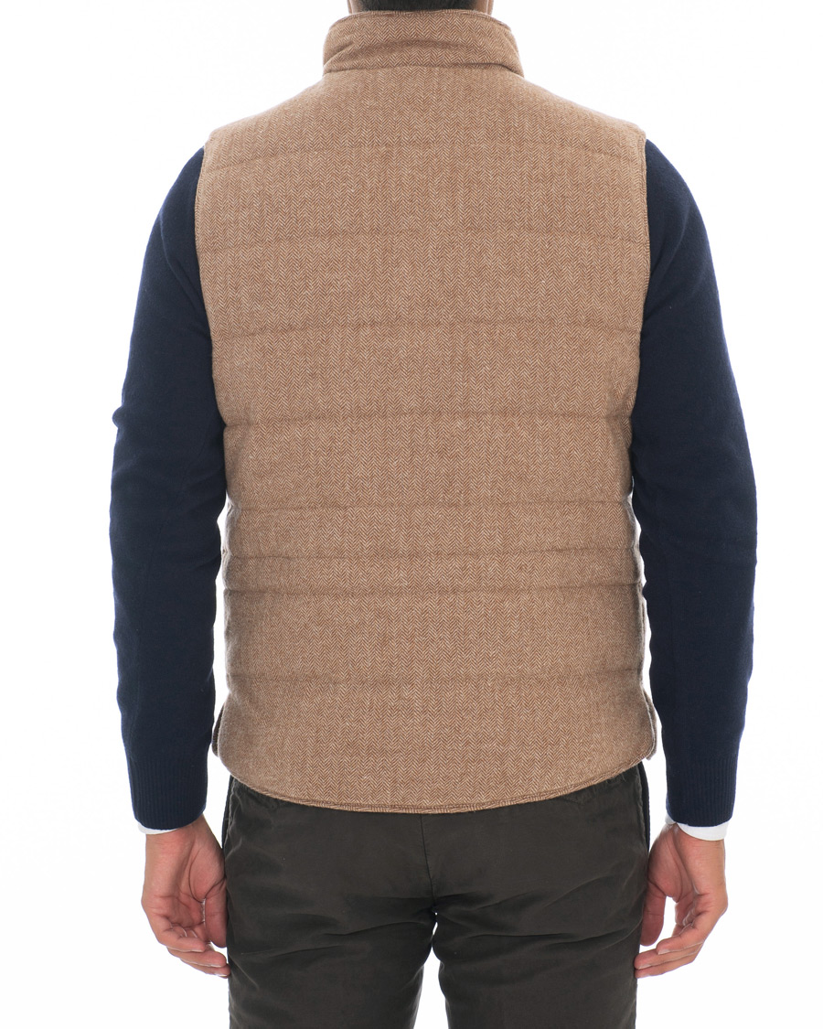 Homme | Manteaux Et Vestes | Stenströms | Quilted Herringbone Wool Vest Beige