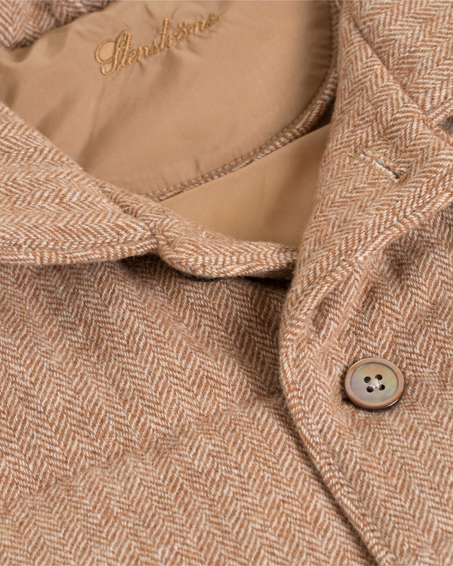 Homme | Manteaux Et Vestes | Stenströms | Quilted Herringbone Wool Vest Beige