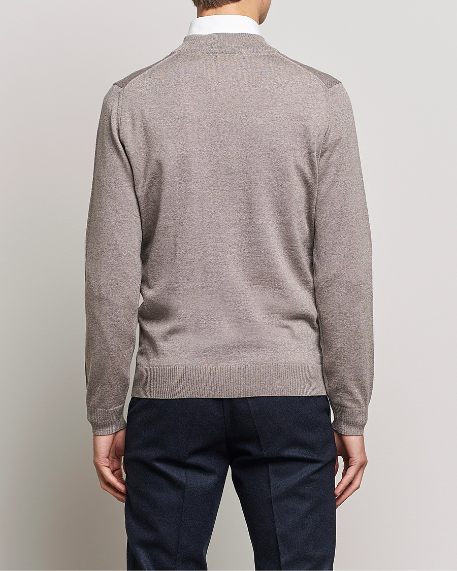 Heren | Truien | Stenströms | Merino Half Zip Mud Brown