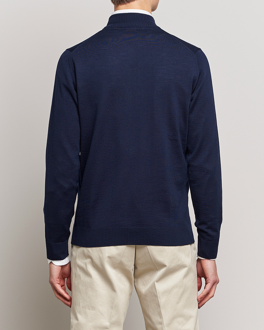Heren | Truien | Stenströms | Merino Full Zip Navy