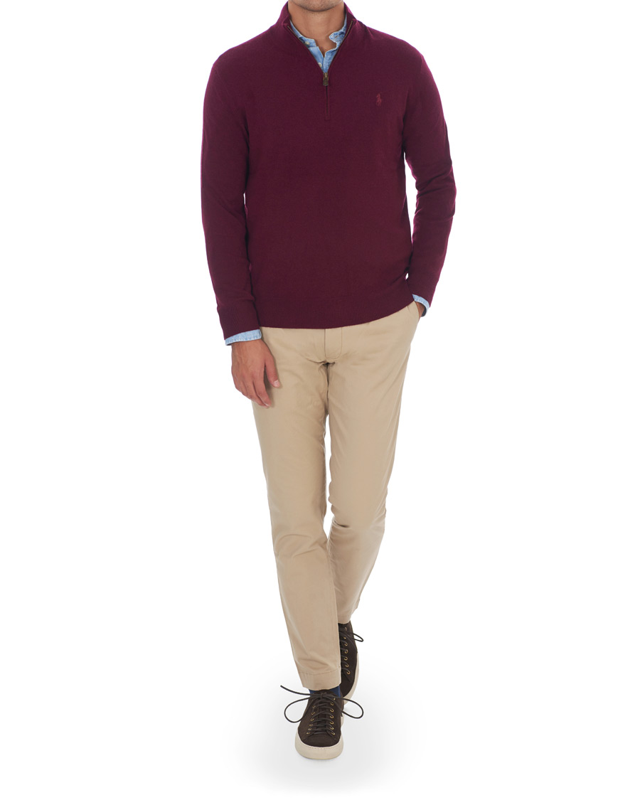 Heren | Truien | Polo Ralph Lauren | Merino Half Zip Burgundy
