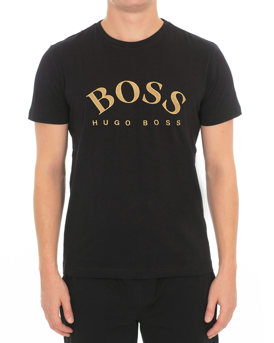 Heren | T-shirts | BOSS GREEN | BOSS Athleisure Logo Crew Neck Tee Black/Gold
