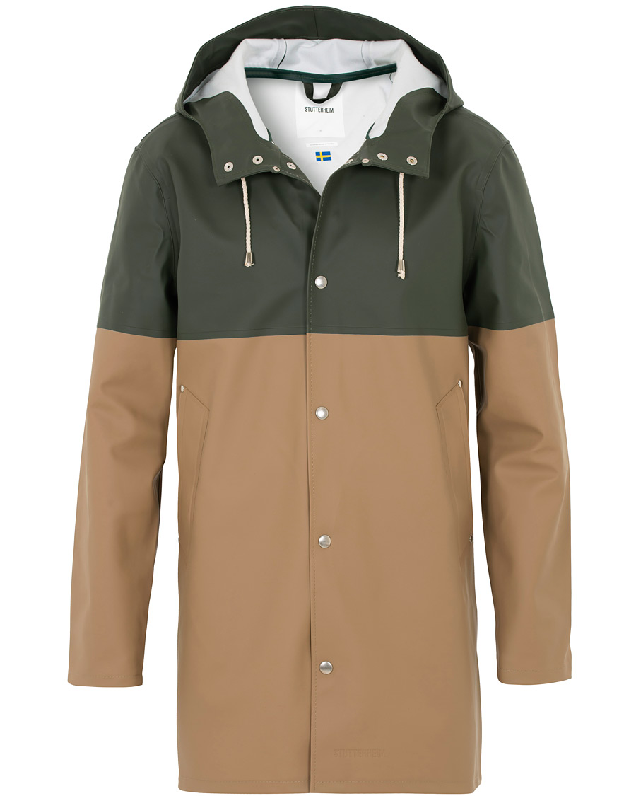Heren | Jassen | Stutterheim | Stockholm Blocked Raincoat Green/Brown