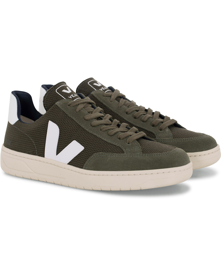 Homme | Veja V-12 Mesh Sneaker Green/White | Veja | V-12 Mesh Sneaker Green/White