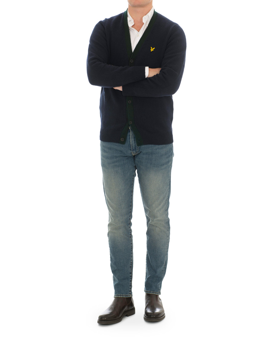 Heren | Truien | Lyle & Scott | Contrast Placket Cardigan Dark Navy