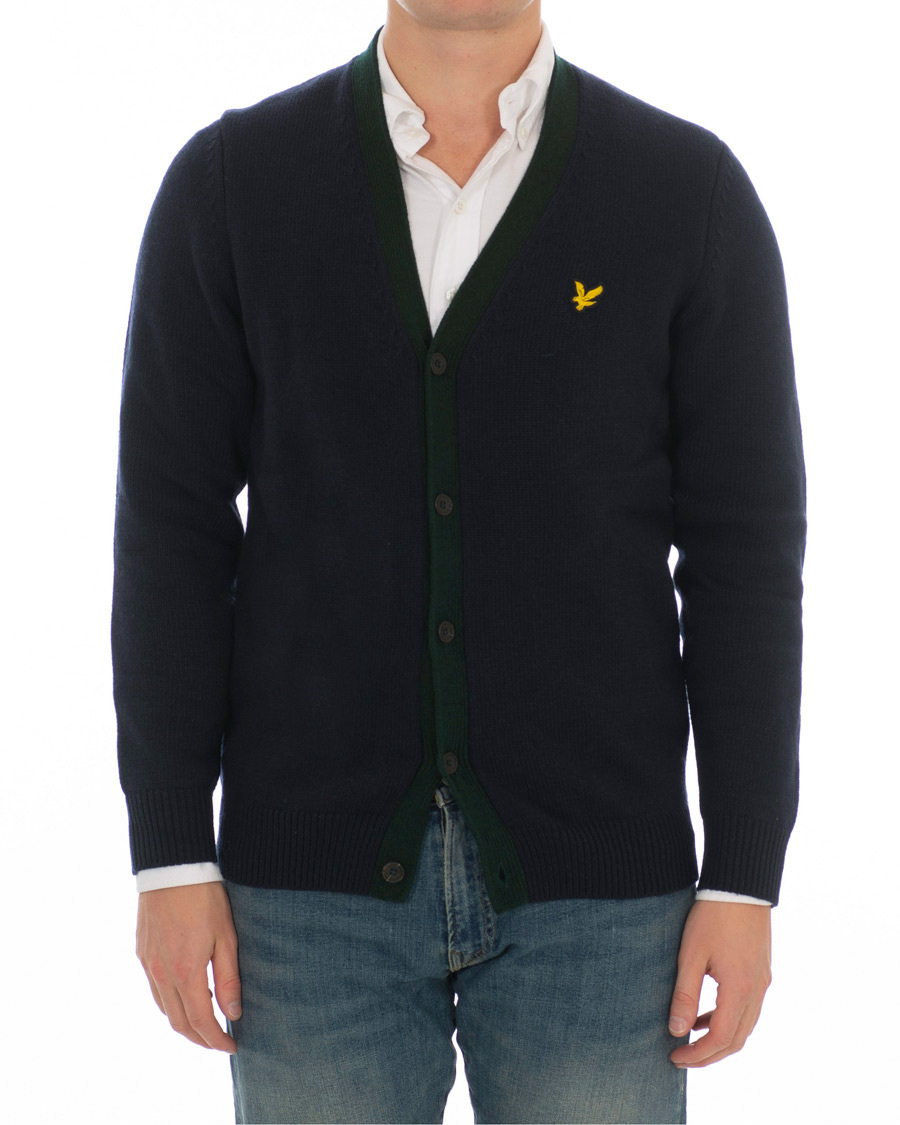 Heren | Truien | Lyle & Scott | Contrast Placket Cardigan Dark Navy