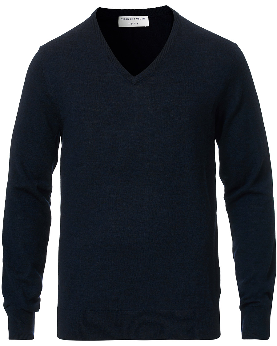 Heren | Truien | Tiger of Sweden | Rael V-Neck Pullover Navy
