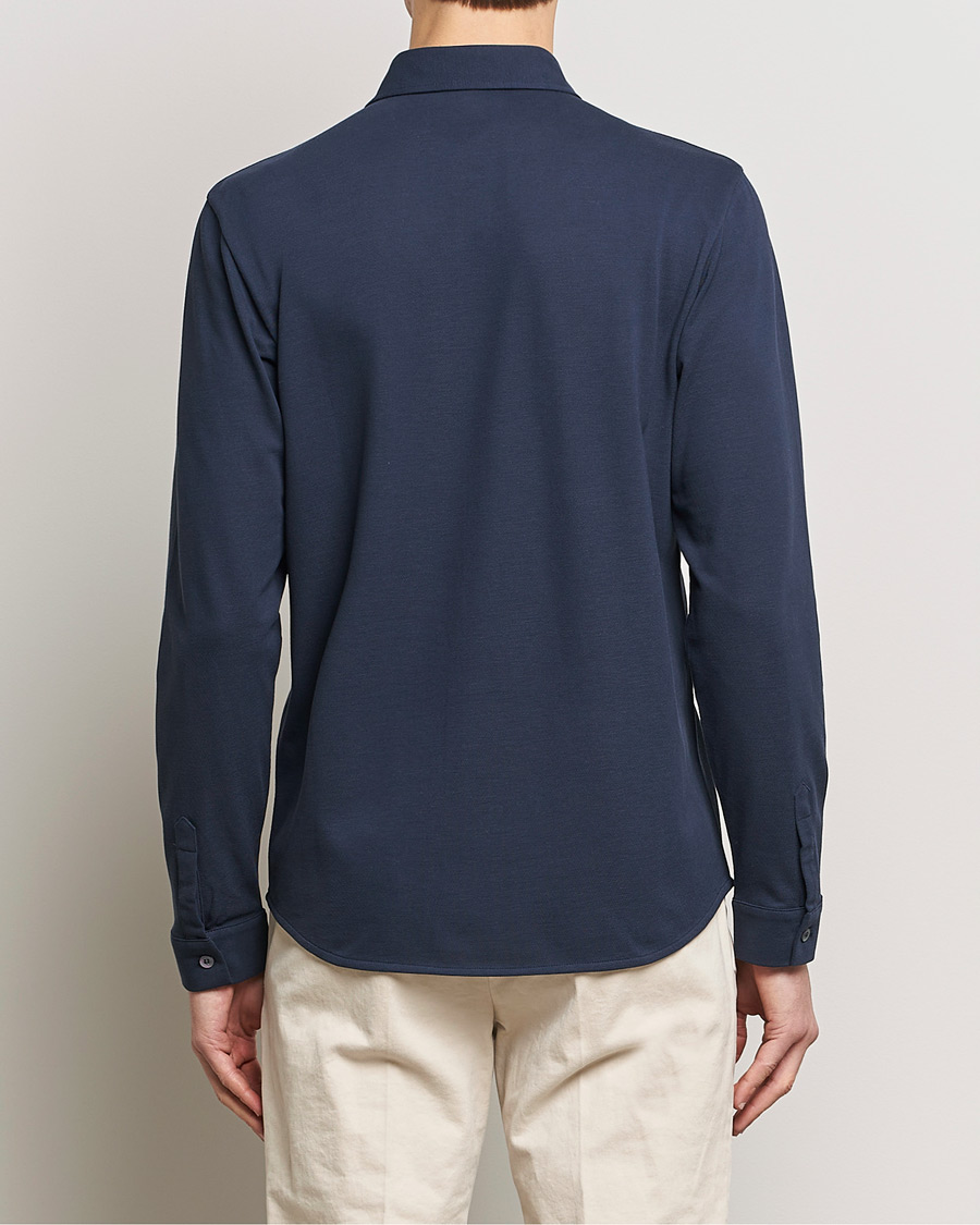 Heren | Overhemden | Sunspel | Long Sleeve Button Down Pique Shirt Navy