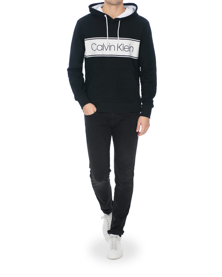 Homme | Pulls Et Tricots | Calvin Klein | Logo Stripe Hoodie Black
