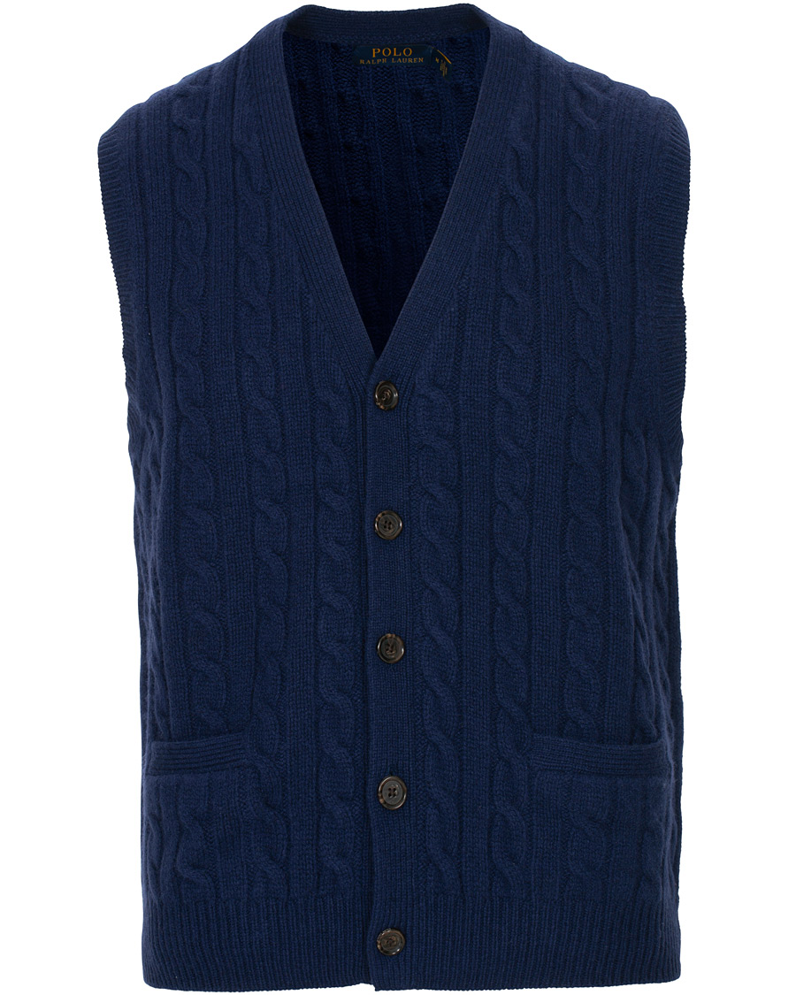 Homme | Pulls Et Tricots | Polo Ralph Lauren | Cotton Cashmere Cable Slipover Newport Navy