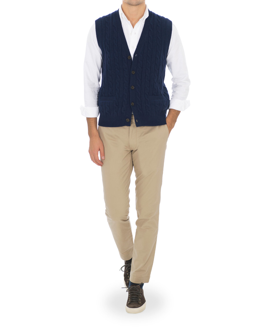 Homme | Pulls Et Tricots | Polo Ralph Lauren | Cotton Cashmere Cable Slipover Newport Navy