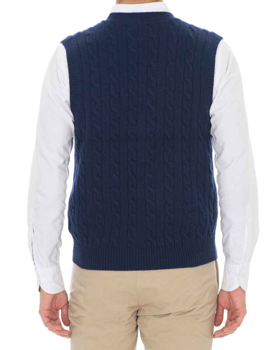 Homme | Pulls Et Tricots | Polo Ralph Lauren | Cotton Cashmere Cable Slipover Newport Navy