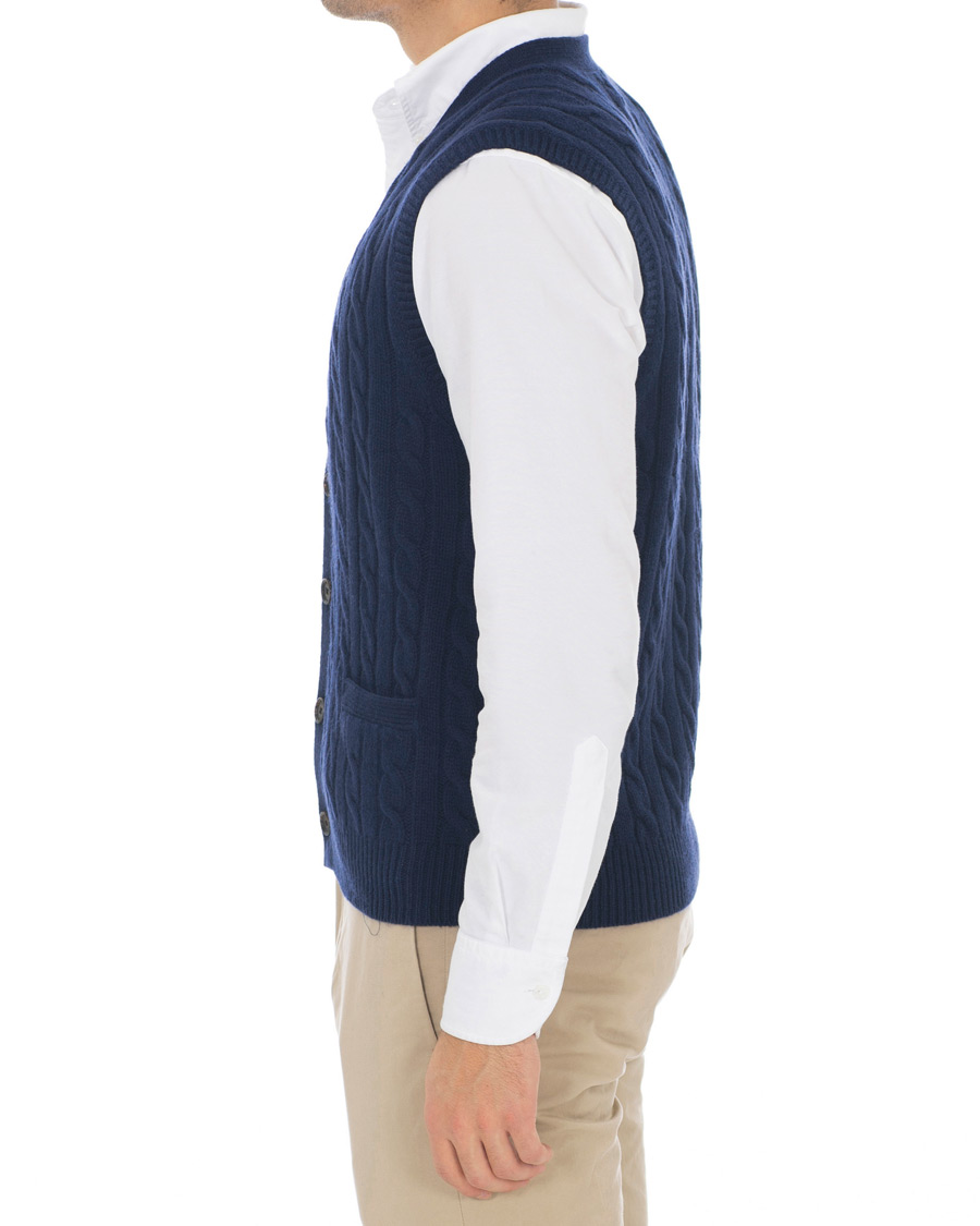 Homme | Pulls Et Tricots | Polo Ralph Lauren | Cotton Cashmere Cable Slipover Newport Navy