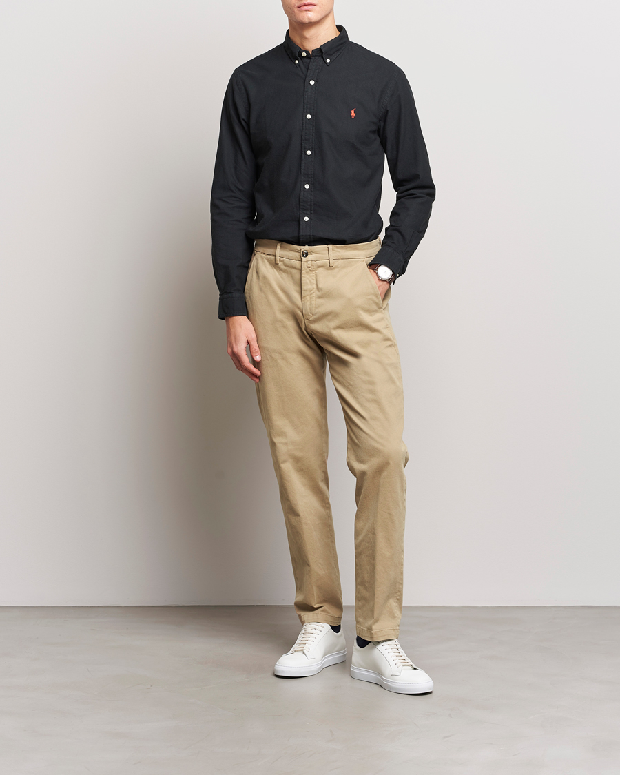 Heren | Overhemden | Polo Ralph Lauren | Slim Fit Garment Dyed Oxford Shirt Polo Black