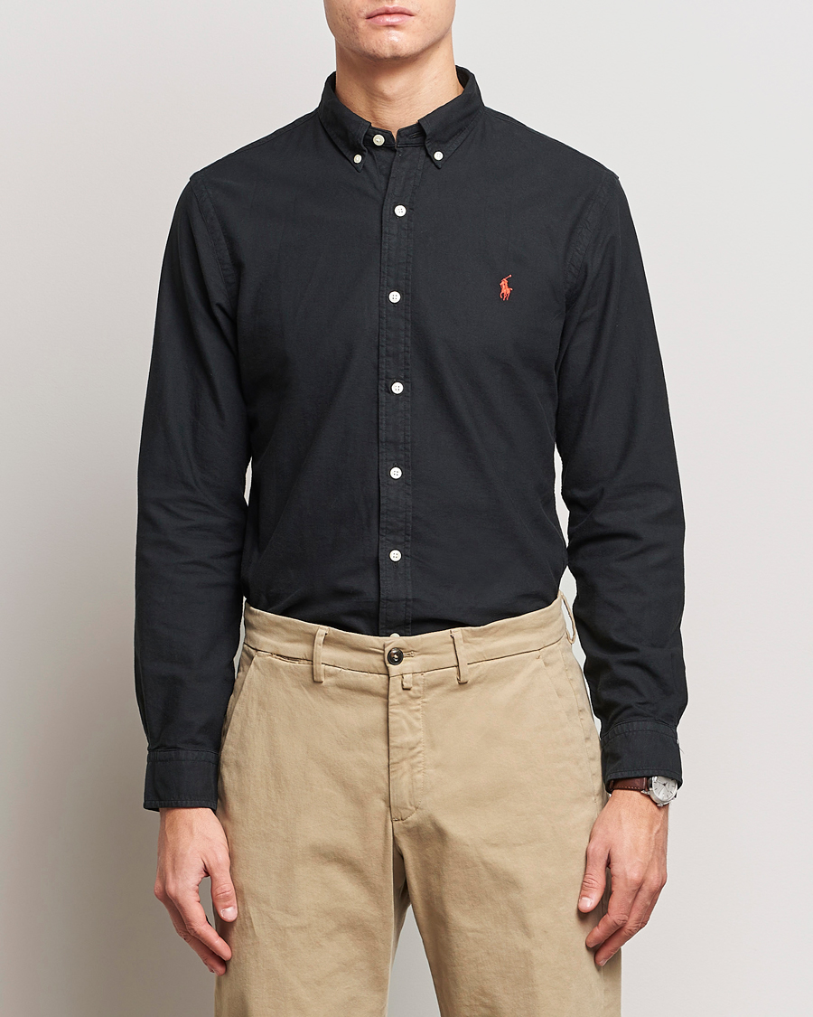 Heren | Overhemden | Polo Ralph Lauren | Slim Fit Garment Dyed Oxford Shirt Polo Black