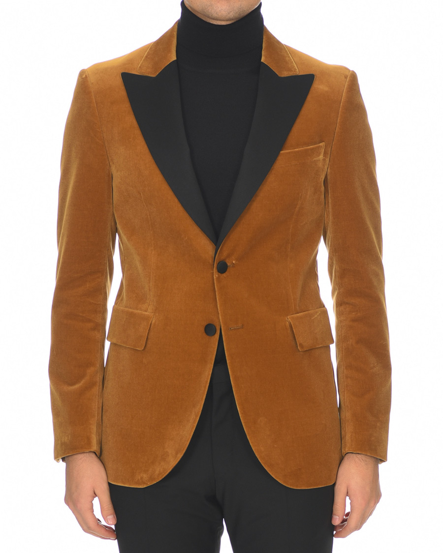 Heren | Blazers | Tiger of Sweden | 1903 Velvet Tuxedo Blazer Mustard