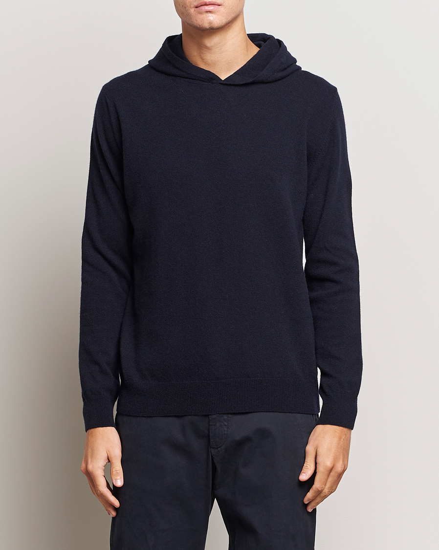 Homme | Pulls Et Tricots | Oscar Jacobson | Pascal Wool/Cashmere Hoodie Navy