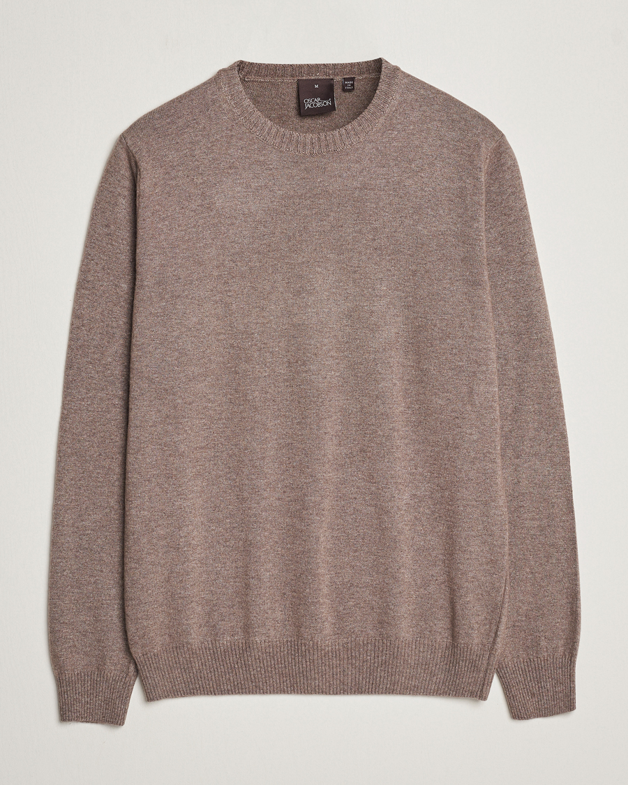 Homme | Pulls Et Tricots | Oscar Jacobson | Valter Wool/Cashmere Round Neck Light Brown