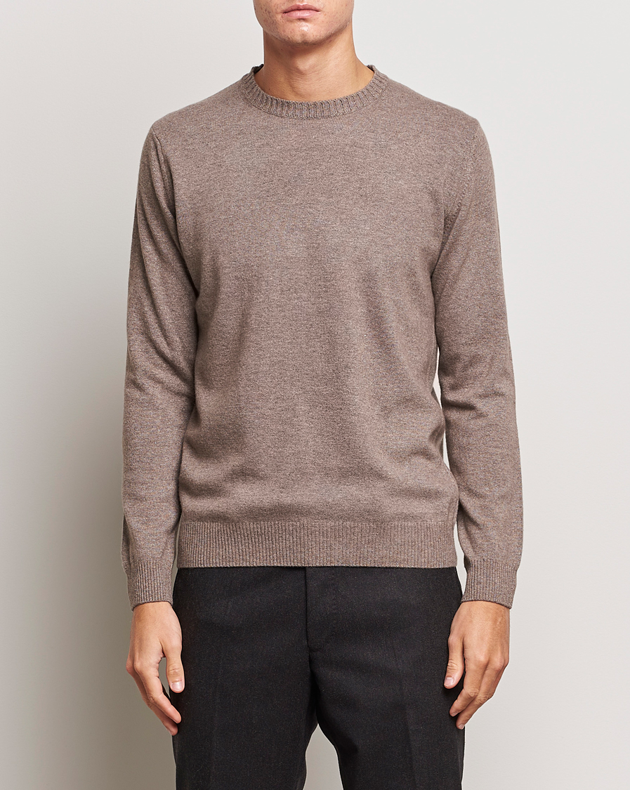 Homme | Pulls Et Tricots | Oscar Jacobson | Valter Wool/Cashmere Round Neck Light Brown