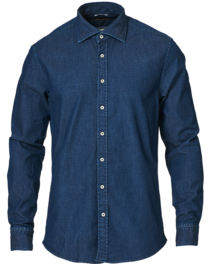 Homme | Chemises | Stenströms | Slimline Garment Washed Shirt Dark Denim