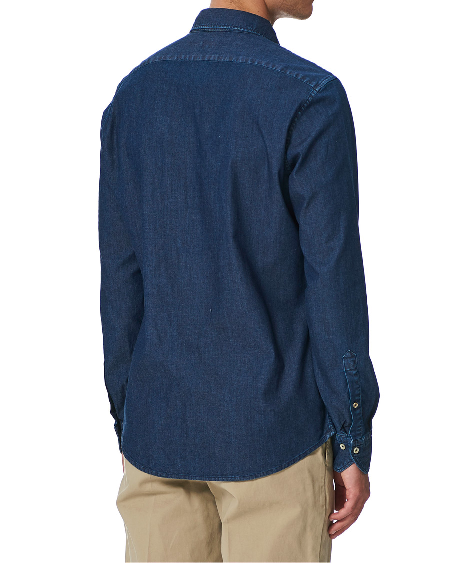 Homme | Chemises | Stenströms | Slimline Garment Washed Shirt Dark Denim