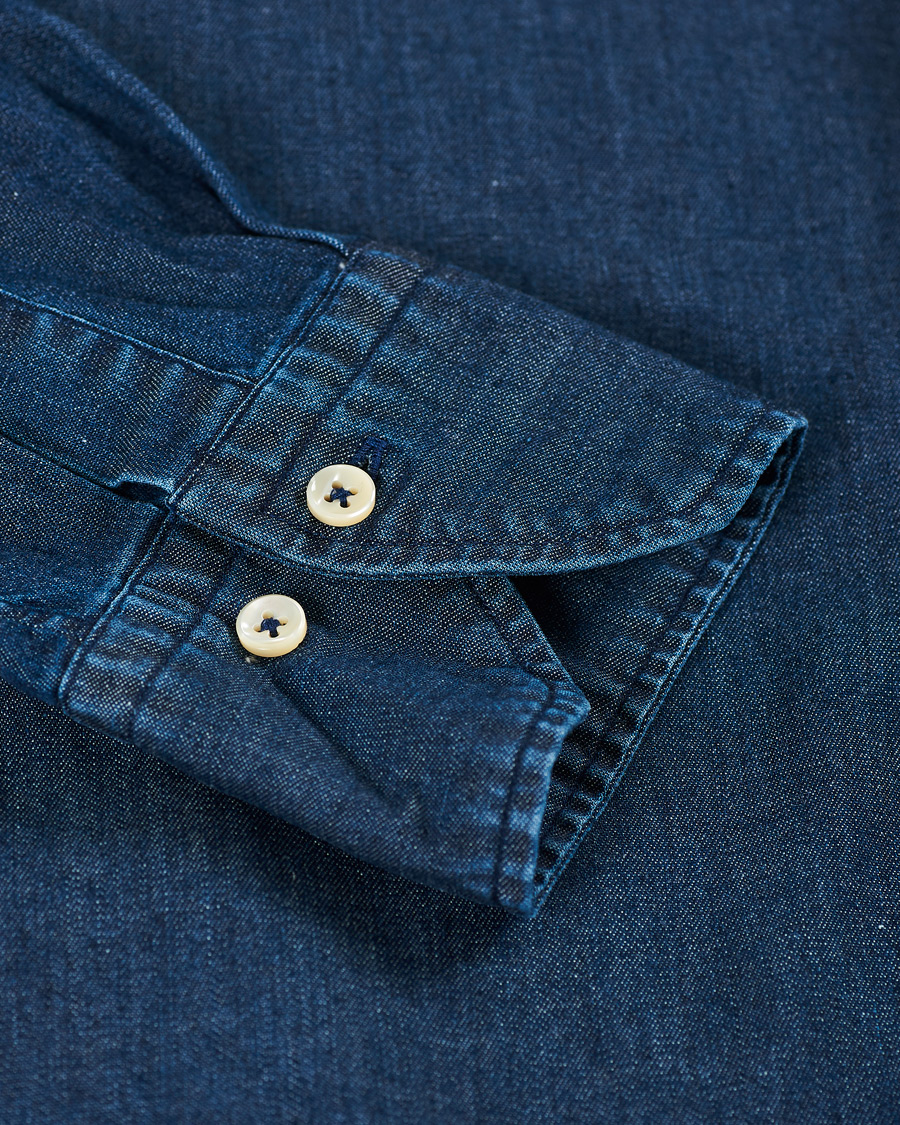 Homme | Chemises | Stenströms | Slimline Garment Washed Shirt Dark Denim