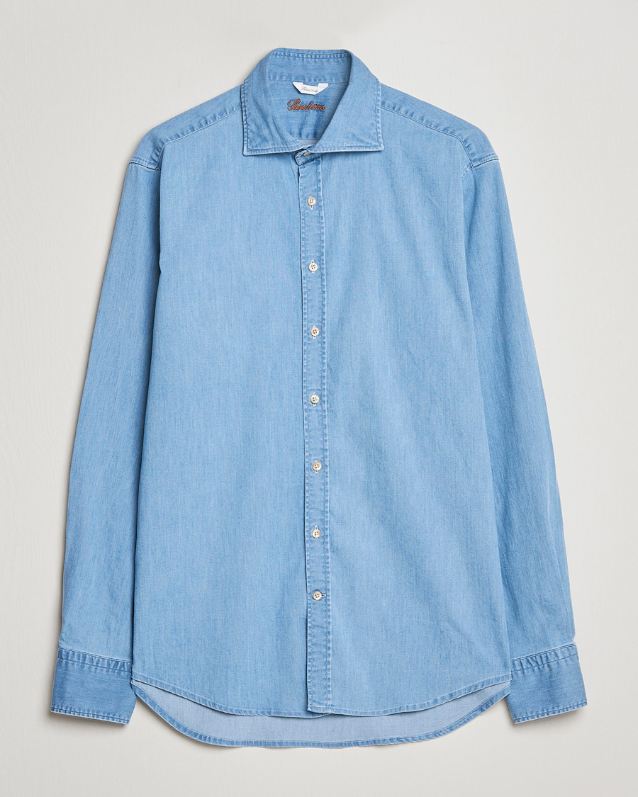 Heren | Overhemden | Stenströms | Fitted Body Garment Washed Shirt Light Denim