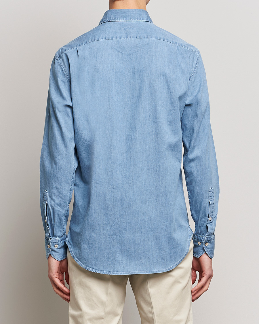 Heren | Overhemden | Stenströms | Fitted Body Garment Washed Shirt Light Denim
