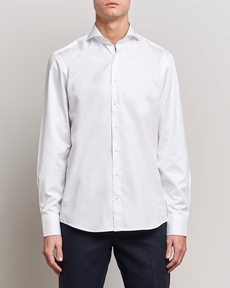 Heren | Overhemden | Stenströms | Fitted Body Extreme Cut Away Shirt White