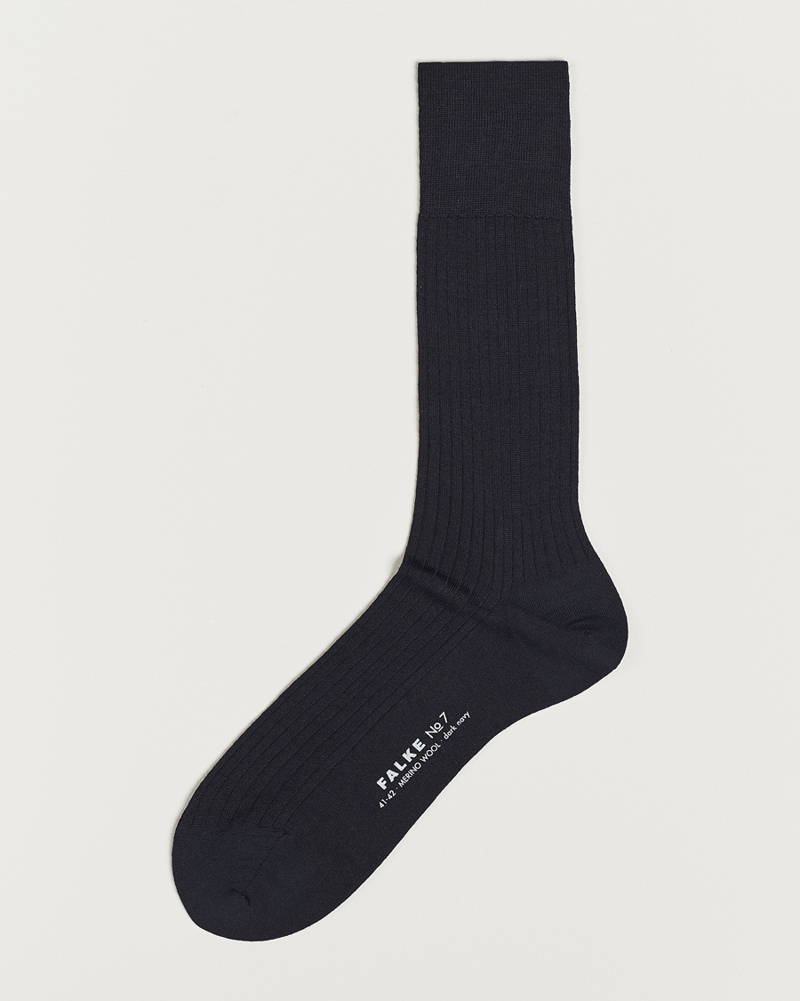 Homme | Sous-Vêtements Et Chaussettes | Falke | No. 7 Finest Merino Ribbed Socks Dark Navy