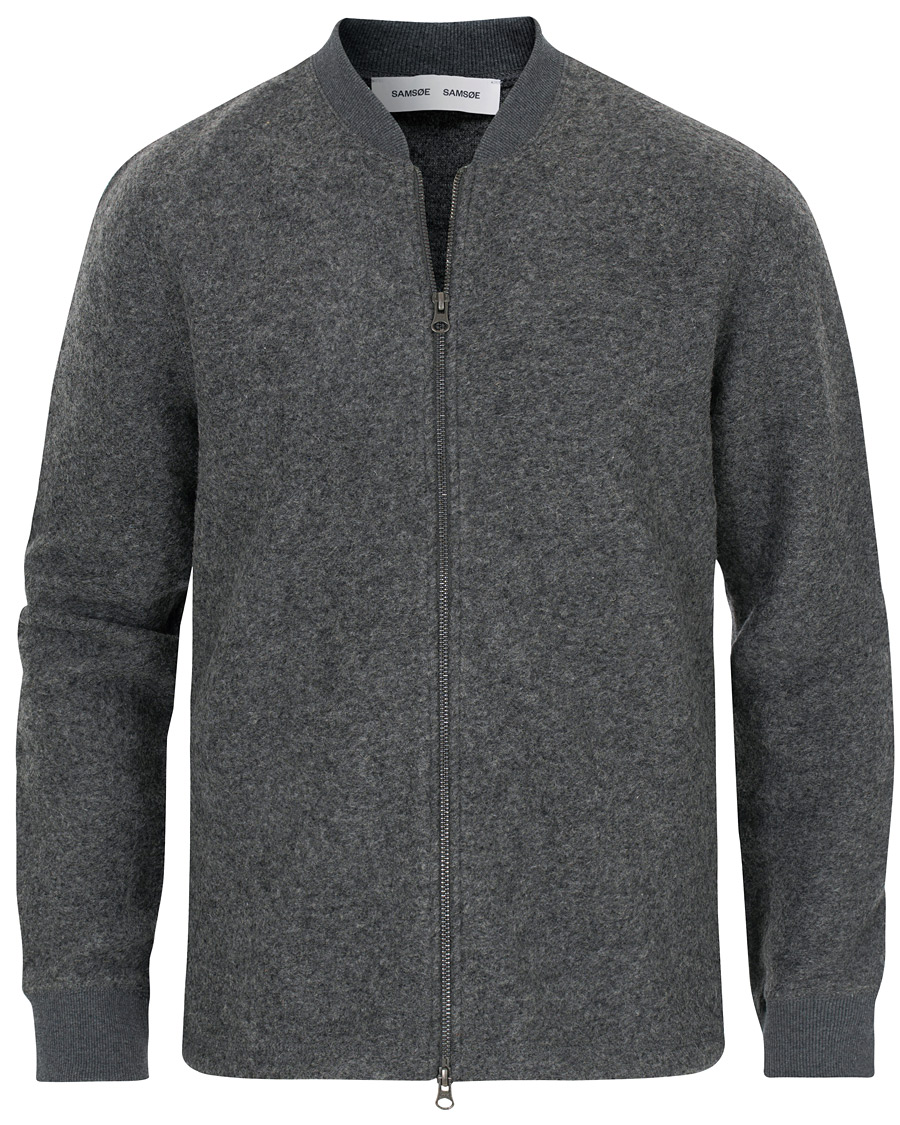 Homme | Pulls Et Tricots | Samsøe Samsøe | Samsøe & Samsøe Allaro Full Zip Wool Cardigan Dark Grey Melange