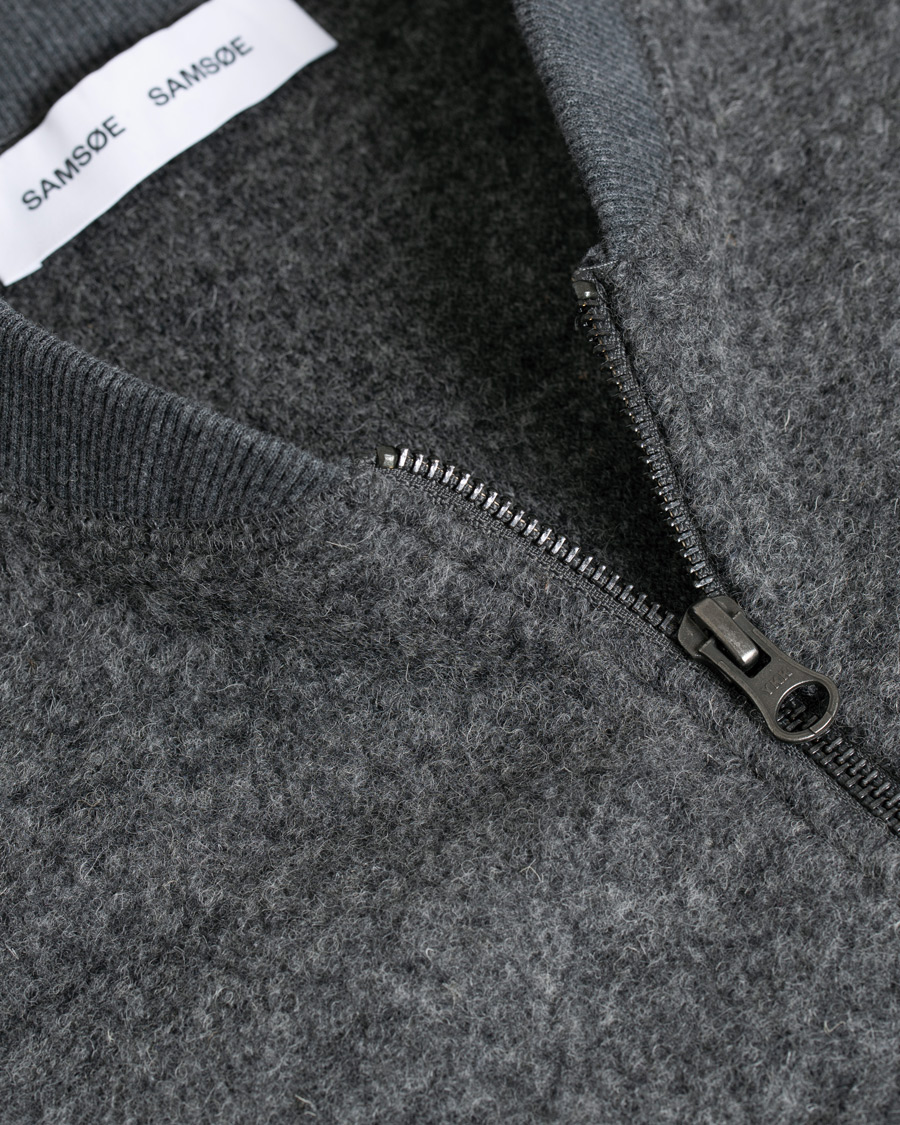 Homme | Pulls Et Tricots | Samsøe Samsøe | Samsøe & Samsøe Allaro Full Zip Wool Cardigan Dark Grey Melange