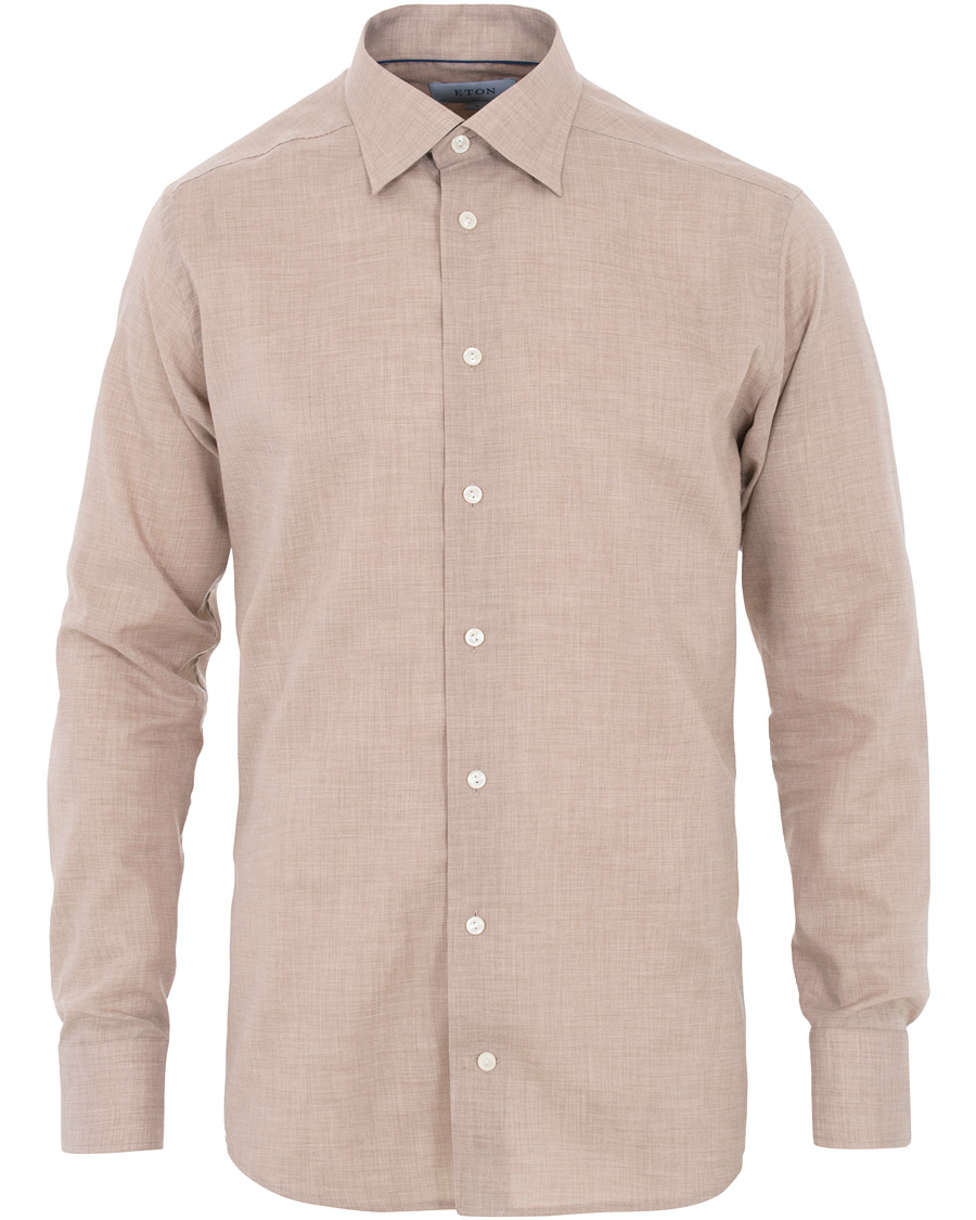 Homme | Chemises | Eton | Slim Fit Lightweight Flannel Shirt Sand