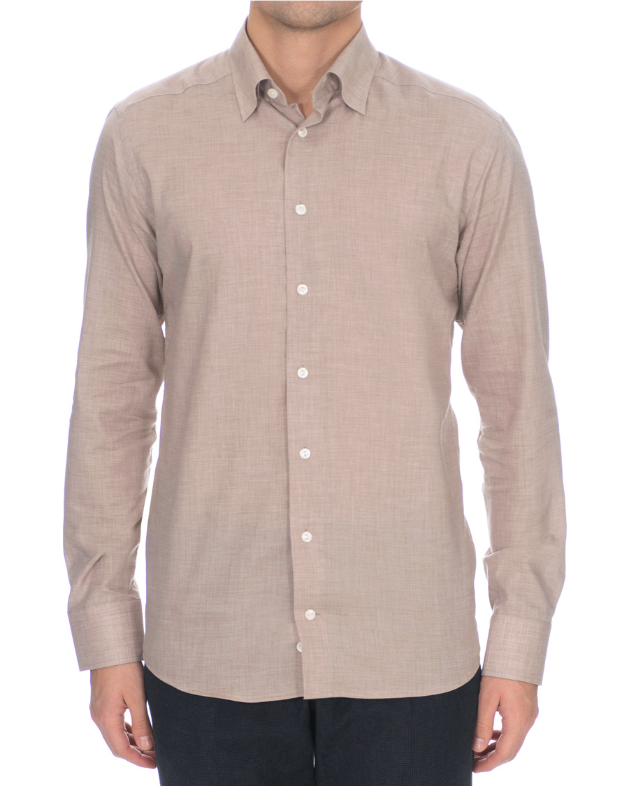 Homme | Chemises | Eton | Slim Fit Lightweight Flannel Shirt Sand